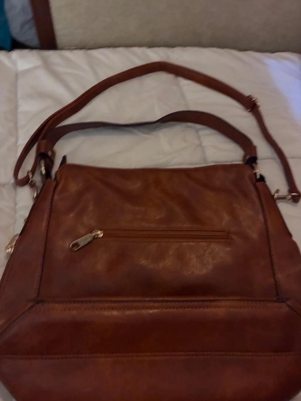 QIYUERA Brown Faux Leather Hobo Shoulder Bag